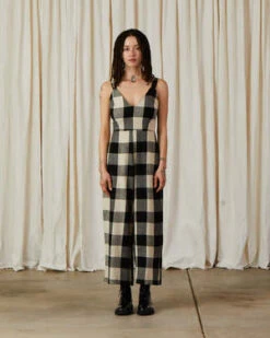 Ali GoldenFitted Jumper - Black/Cream Plaid