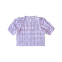 Ali GoldenPuff Sleeve Top - Lilac Plaid