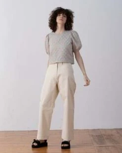 Ali GoldenPuff Sleeve Top - Lilac Plaid -CYNTHIA ROWLEY Sales Store Ali Golden Puff Sleeve Top Lilac Plaid 20220722081133