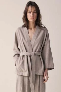 AmenteTie Waist Wool Robe - Oatmeal -CYNTHIA ROWLEY Sales Store Amente Tie Waist Wool Robe Oatmeal 20231017181442 2