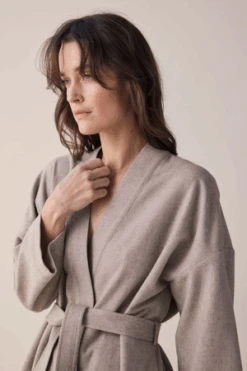 AmenteTie Waist Wool Robe - Oatmeal -CYNTHIA ROWLEY Sales Store Amente Tie Waist Wool Robe Oatmeal 20231017181445