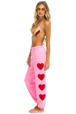 Aviator Nation4 Heart Stitch Sweatpants - Neon Pink