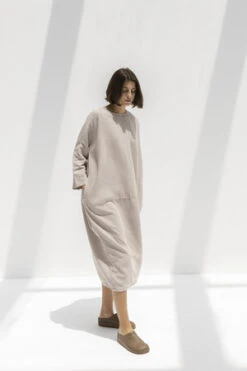 Black CraneLong Bud Dress - Stone -CYNTHIA ROWLEY Sales Store BLACK CRANE LONG BUD DRESS STONE 20230407101733