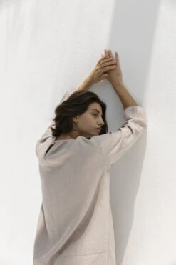 Black CraneLong Bud Dress - Stone -CYNTHIA ROWLEY Sales Store BLACK CRANE LONG BUD DRESS STONE 20230407101758