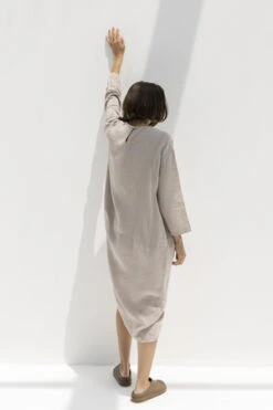 Black CraneLong Bud Dress - Stone -CYNTHIA ROWLEY Sales Store BLACK CRANE LONG BUD DRESS STONE 20230407101809