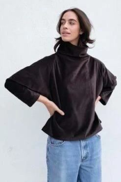 Black CraneVelveteen Tube Top - Sumi Black