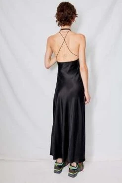 AssemblyCupro Bias Strap Dress - Black -CYNTHIA ROWLEY Sales Store Black Cupro Bias Strap Dress 20230926222231 2