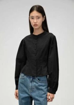 AMOMENTOLace Trim Shirt - Black -CYNTHIA ROWLEY Sales Store Black Lace Trim Shirt 20231017144457 2