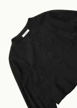 AMOMENTOLace Trim Shirt - Black -CYNTHIA ROWLEY Sales Store Black Lace Trim Shirt 20231017144458 3