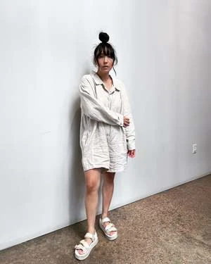 BohèmeLinen Playsuit - Oat 1 BohèmeLinen Playsuit - Oat