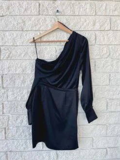 SimkhaiCameron One Shoulder Mini Dress - Black -CYNTHIA ROWLEY Sales Store Cameron One Shoulder Mini Dress 20231017212946