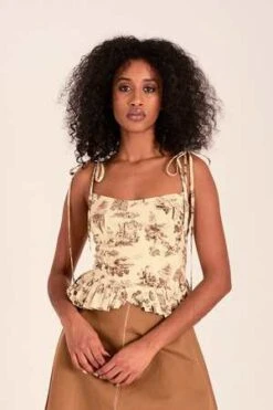 Eliza FaulknerCandy Corset Brown Toile De Jouy -CYNTHIA ROWLEY Sales Store Candy Corset Brown Toile De Jouy 20230223200337 1