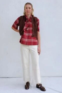 Caron CallahanWesley Shirt - Crimson Plaid -CYNTHIA ROWLEY Sales Store Caron Callahan Wesley Shirt Crimson Plaid 20230929234300