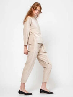 Black CraneCarpenter Pants - Ivory -CYNTHIA ROWLEY Sales Store Carpenter Pants Ivory 20231005203055 2