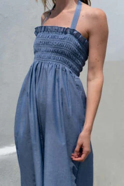 Juliette FabbriColette Smocked Jumpsuit - Chambray -CYNTHIA ROWLEY Sales Store Colette Smocked Jumpsuit in Chambray 20220811201339 1