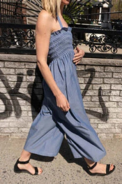 Juliette FabbriColette Smocked Jumpsuit - Chambray -CYNTHIA ROWLEY Sales Store Colette Smocked Jumpsuit in Chambray 20220811201339 3