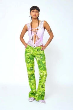 Collina StradaPuddle Flare Pants - Green Sistine -CYNTHIA ROWLEY Sales Store Collina Strada Puddle Flare Pants Green Sistine 20220907185313 1