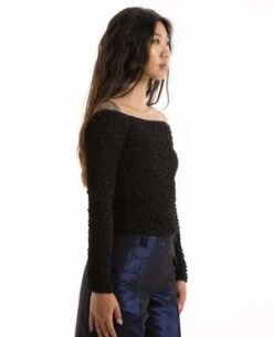 GanniCotton Poplin Off Shoulder Top - Black -CYNTHIA ROWLEY Sales Store Cotton Poplin Off Shoulder Top 20231012002201 1