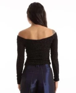 GanniCotton Poplin Off Shoulder Top - Black -CYNTHIA ROWLEY Sales Store Cotton Poplin Off Shoulder Top 20231012002201 2