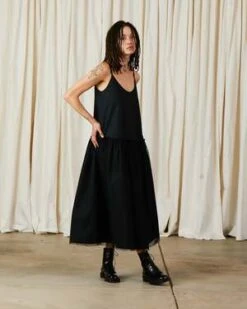 Ali GoldenDROP WAIST RUFFLE DRESS W/ MESH SKIRT - BLACK -CYNTHIA ROWLEY Sales Store DROP WAIST RUFFLE DRESS W MESH SKIRT BLACK 20230829000644 2