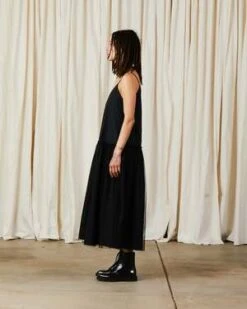 Ali GoldenDROP WAIST RUFFLE DRESS W/ MESH SKIRT - BLACK -CYNTHIA ROWLEY Sales Store DROP WAIST RUFFLE DRESS W MESH SKIRT BLACK 20230829000645