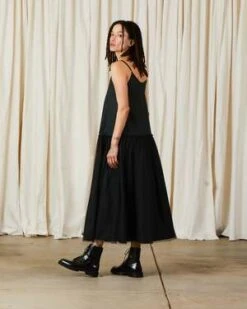 Ali GoldenDROP WAIST RUFFLE DRESS W/ MESH SKIRT - BLACK -CYNTHIA ROWLEY Sales Store DROP WAIST RUFFLE DRESS W MESH SKIRT BLACK 20230829000646