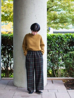 DantonWool Straight Easy Pants - Brown/Green Checks