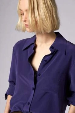 EquipmentQuinne Long Sleeve Silk Shirt - Astral Aura Blue