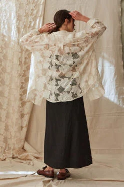 Caron CallahanFrancine Shirt In Eyelet Lattice - Floral -CYNTHIA ROWLEY Sales Store Francine Shirt in Eyelet Floral Lattice 20230608030253 1