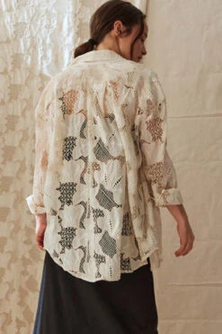 Caron CallahanFrancine Shirt In Eyelet Lattice - Floral -CYNTHIA ROWLEY Sales Store Francine Shirt in Eyelet Floral Lattice 20230608030253