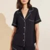 EberjeyGisele Relaxed Short PJ Set - Black/Sorbet Pink -CYNTHIA ROWLEY Sales Store Gisele Relaxed Short PJ Set in Black Sorbet Pink 20230913223723