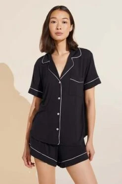 EberjeyGisele Relaxed Short PJ Set - Black/Sorbet Pink