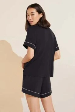 EberjeyGisele Relaxed Short PJ Set - Black/Sorbet Pink -CYNTHIA ROWLEY Sales Store Gisele Relaxed Short PJ Set in Black Sorbet Pink 20230913223724 1