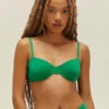 Haightx Tina Kunakey: Lidi Underwire Adjustable Back Bikini Top - Digital Green -CYNTHIA ROWLEY Sales Store Haight x Tina Kunakey Lidi Underwire Bikini Top with Adjustable Back Digital Green 20231005180004