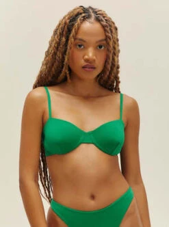 Haightx Tina Kunakey: Lidi Underwire Adjustable Back Bikini Top - Digital Green