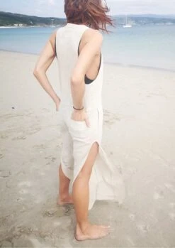 BERENIKNATURAL LINEN LONG SLEEVELESS SIDE SLOTS JUMPSUIT - White -CYNTHIA ROWLEY Sales Store JUMPSUIT LONG SLEEVELESS SIDE SLOTS NATURAL LINEN white 20210520203547 2