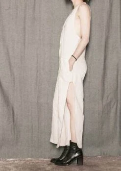 BERENIKNATURAL LINEN LONG SLEEVELESS SIDE SLOTS JUMPSUIT - White -CYNTHIA ROWLEY Sales Store JUMPSUIT LONG SLEEVELESS SIDE SLOTS NATURAL LINEN white 20210520203551