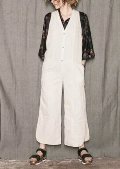 BERENIKNATURAL LINEN LONG SLEEVELESS SIDE SLOTS JUMPSUIT - White -CYNTHIA ROWLEY Sales Store JUMPSUIT LONG SLEEVELESS SIDE SLOTS NATURAL LINEN white 20210520203552 1