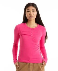SundryL S Henley Cerise Top - Pink