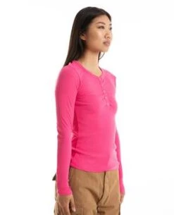 SundryL S Henley Cerise Top - Pink -CYNTHIA ROWLEY Sales Store L S Henley Cerise 20231025013343