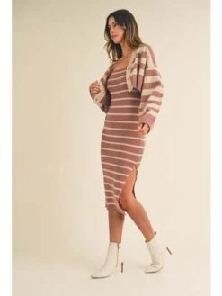 MableMable Jesse Crop Cardigan And Sleveless Dress Set - Red Bean Multi -CYNTHIA ROWLEY Sales Store Mable Jesse Crop Cardigan And Sleveless Dress Set In Red Bean Multi 20230929173248 1