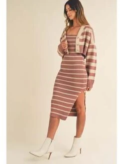 MableMable Jesse Crop Cardigan And Sleveless Dress Set - Red Bean Multi -CYNTHIA ROWLEY Sales Store Mable Jesse Crop Cardigan And Sleveless Dress Set In Red Bean Multi 20230929173248 2