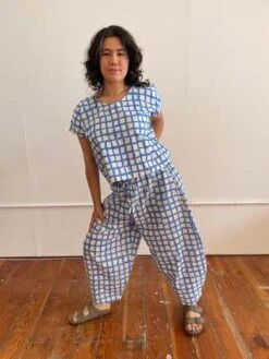 Happy French Ganghappyfrenchgang Marius Pants - Blue Grid -CYNTHIA ROWLEY Sales Store Marius Blue Grid Uni size S XL 20231028001529 2