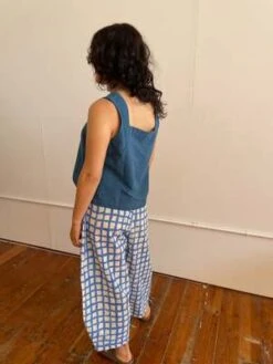 Happy French Ganghappyfrenchgang Marius Pants - Blue Grid -CYNTHIA ROWLEY Sales Store Marius Blue Grid Uni size S XL 20231028001529