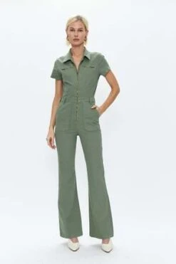 PistolaMartina Short Sleeve Flare Jumpsuit - Colonel