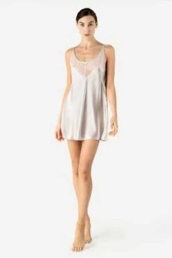 NK IMODEPrecious Sunset Silk Babydoll - Pearl Grey
