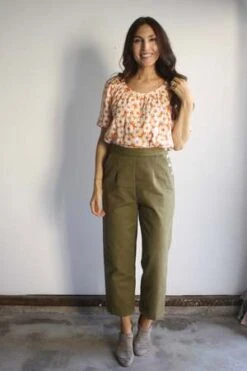 MyrtleNaomi Pants - Golden Olive Twill -CYNTHIA ROWLEY Sales Store Naomi Pants Golden Olive Twill 20231014235942