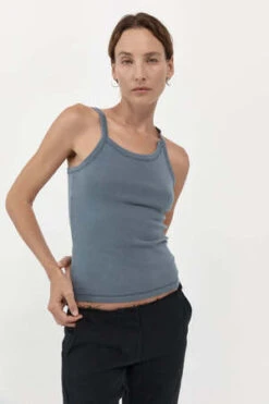 St. AgniOrganic Cotton Abstract Singlet - Diesel Grey