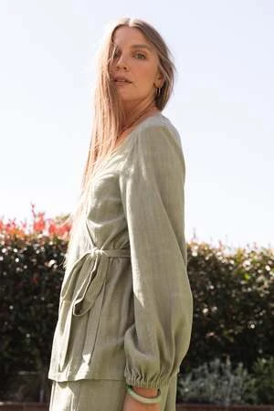 Rachel PallyOtis Wrap Top - Khaki 2 Rachel PallyOtis Wrap Top - Khaki - Image 2