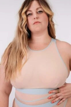 La Fille D'oPatient Bralette - Ice Blue/Off White